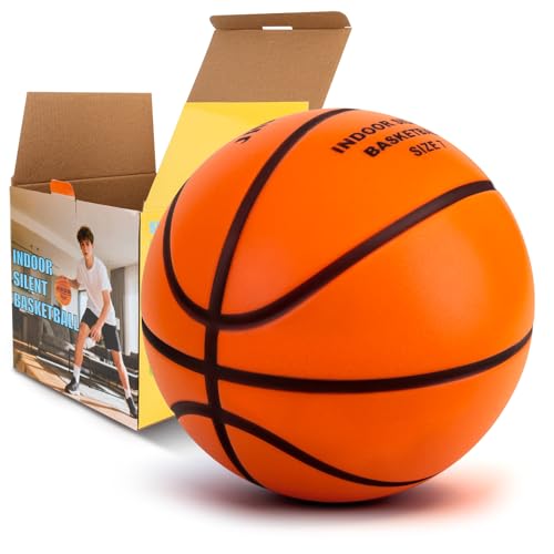 Silent Basketball Size 7 (29.5'), Indoor Quiet Foam Basketball Airless for Dribbling & Indoor...