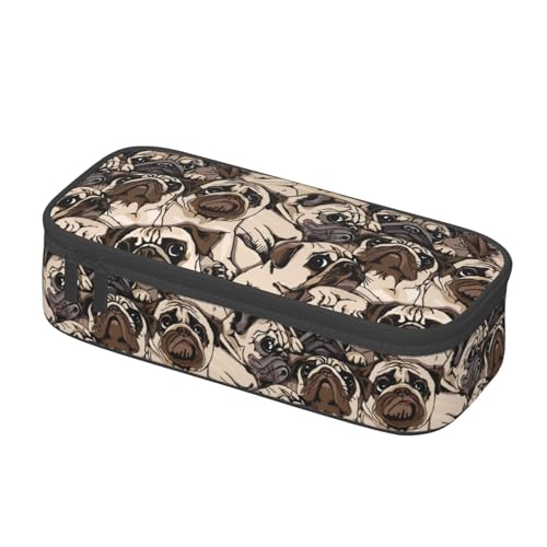 Image of Funny Pug Dog Pencil Case Organizer Big Capacity Pencil Pouch Stationery With Zipper School Supplies Pencil Bag For Girls Boys Office