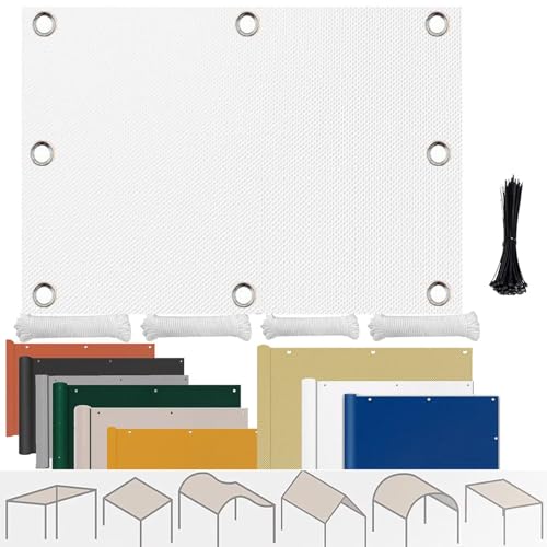 Voile d'ombrage imperméable blanc anti-vis-à-vis pour mini balcon 1,5x6m - 2