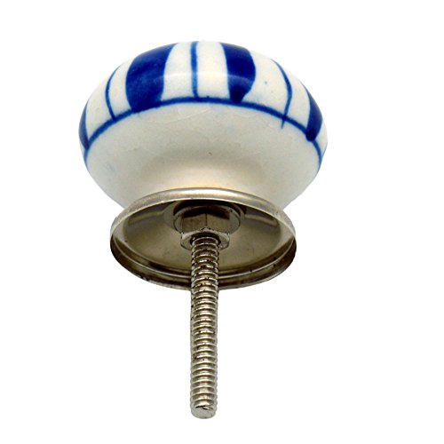 Nicola Spring Ceramic Cupboard Drawer Handle Knobs - Floral Design - Dark Blue Lines - Pack of 6, Navy Lines - Image 4