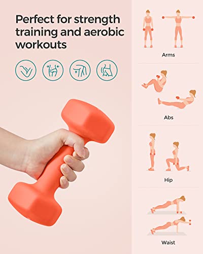 SONGMICS Dumbbells Set of 2, 2 x 3 kg, Dumbbell Set, Hexagon, Neoprene Coating, Strength Training, Workout, Fitness Training for Home, Papaya Orange SYL906O01 - Image 3