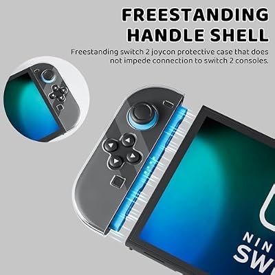 PAWDIARY Clear Switch 2 Controller Case Cover, Handheld Left and Right Controller Switch 2 Grip Skin Softshell with Comfort Ergonomic, Transparent Diamond Design Handle Protector