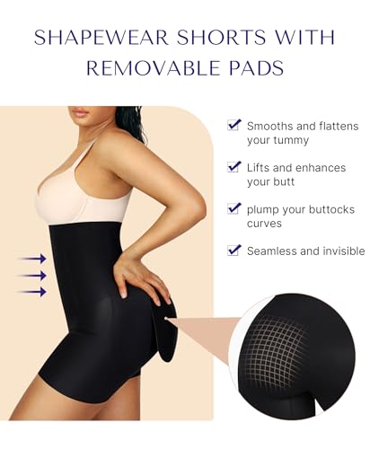 SHAPELLX Women's High Waist Butt Lifting Shapewear Seamless Shaper Shorts Tummy Control Shorts with Removable Hip Padded3