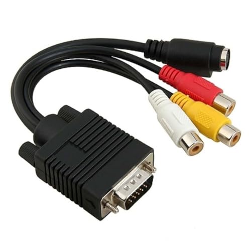 DIYEAH Adattatore Vga a 3 Rca Cavo PVC da 20 CM per Laptop e Desktop Funzione TV-Out, Convertitore Video Svga To 3 Adapter per Uso Audiovisivo