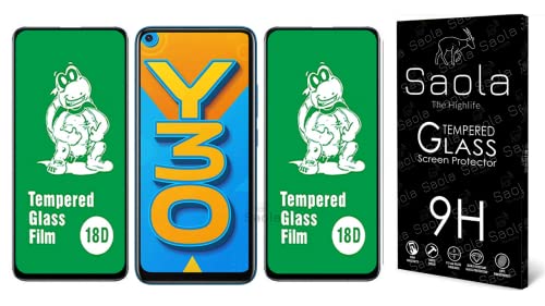 Image of Saola 18D Tempered Glass With Inbuilt AirBag Borders For Vivo Y30 (Pack Of 2) with Free Installation Kit. Full screen Coverage - 6.47 inch