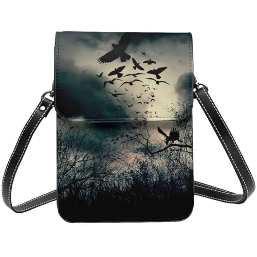 Sac à bandoulière pour téléphone portable pochette en cuir petit sac femmes noir