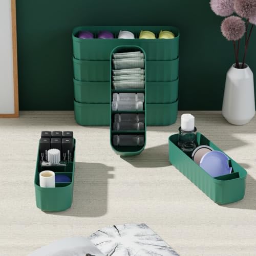 Image of StyleX Store ABS Innerwear Organiser for Wardrobe | Wardrobe Clothes Storage Organiser for Socks, Lingerie, Tie, Scarf, Bra, Panty Organiser (Green, Pack of 2)