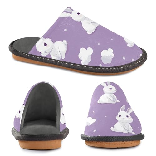 Cloud with Rabbit Purple Fuzzy Slippers Soft Home Bedroom Slippers for Women Men House Shoes4