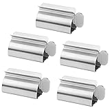 NGOSUET 5 Stück Tubenpresse Edelstahl, Zahnpasta Ausdrücker mit Tubenschlüssel, Toothpaste Squeezer Dispenser Tuben Ausquetscher, Zahnpasta Tubenquetscher für Alle Tube