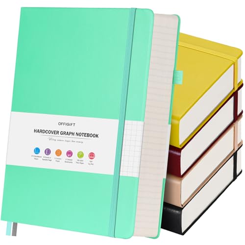 Image of 5 Pack Graph Paper Notebook Bulk, A5, 312 Numbered Pages Grid Journal Set | Cost-Effective 5 Pack 1600 Pages, 100gsm No Bleed Paper, Leather Hardcover, Lay-Flat, for Math, Engineering, Technical Notes