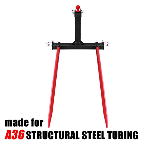 Ebesttech Category 1 Tractors 3 Point Trailer Hitch Quick Attach Bale Spear With 49” Hay Bale Spear 3000Lbs Load Capacity For Skid Steer Tractor Front End #TOP4