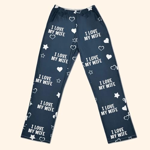 LASFOUR Personalized Valentines Pajama Pants for Men, I Love My Wife, Girlfriend, Boyfriend Pajama Pants Custom Photo4