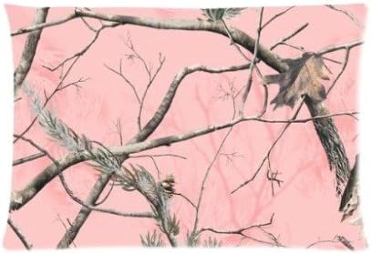 Pink Real Tree Camouflage Camo Pillowcase Zippered Pillow Case 20x30 Standard Size(Twin sides)