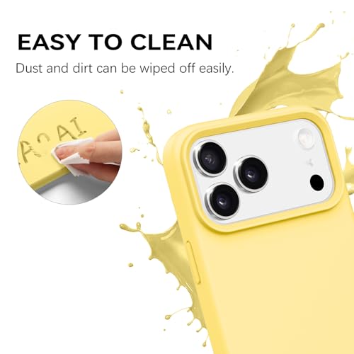 GUAGUA Compatible with iPhone 17 Pro Max Case 6.9 Inch Liquid Silicone Soft Gel Rubber Slim Thin Microfiber Lining Cushion Texture Cover Shockproof Protective Phone Case for iPhone 17 Pro Max, Yellow by GUAGUA - Used condition - US$9.44