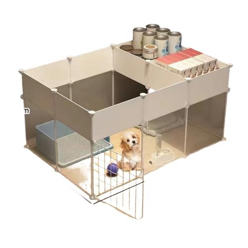 WXQペットフェンス ドア付き 透明 犬 猫 ウサギ フェンス ドア 小動物フェンス 小型犬ケージ 組み立て簡単 ペットリング 軽量 (B)