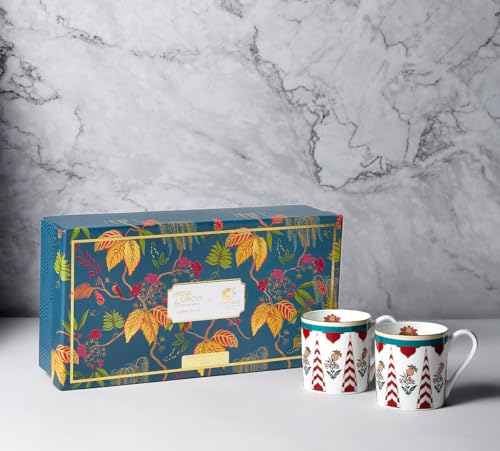 Image of India Circus by Krsnaa Mehta Blushed Orchard Melon Coffee Mug | Tea Cup with Handles | Dishwasher Safe | Designer Multicolor, Set of 6, 220 mL Each