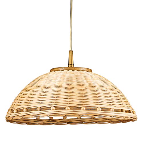 Helios Leuchten 202073 Hängelampe Rattan Lampe Leuchte, Korblampe Boho, Pendellampe Landhaus, Deckenlampe skandinavisch für Esstisch Wohnraum Küche Cover