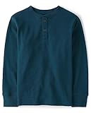 The Children's Place,Long Sleeve Thermal Henley Shirt,Medium (7/8) Legion Blue