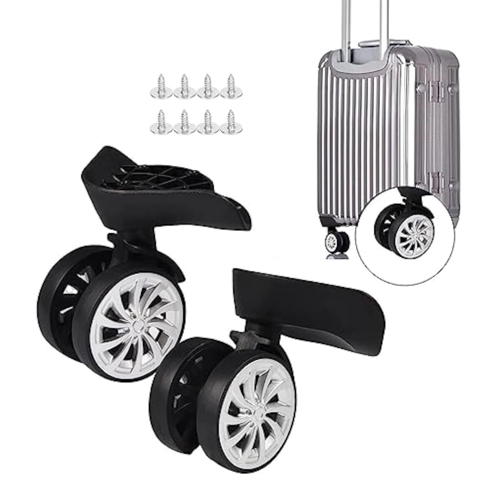 2 PCS Portable 360 Swivel Suitcase Caster Replacement Set
