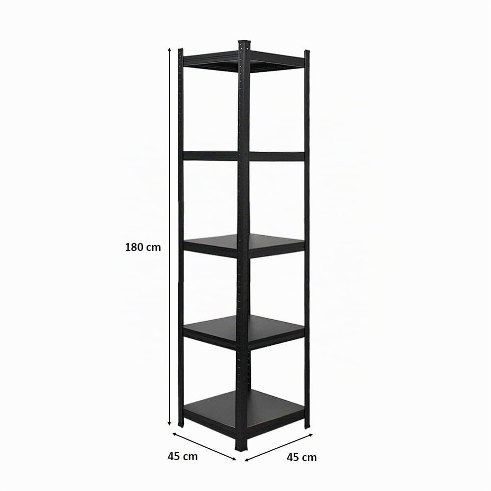 PROREGAL All Black Series Scaffale per carichi pesanti Ragnar | AxLxP 180x45x45cm | Portata per ripiano 100kg | Nero Opaco