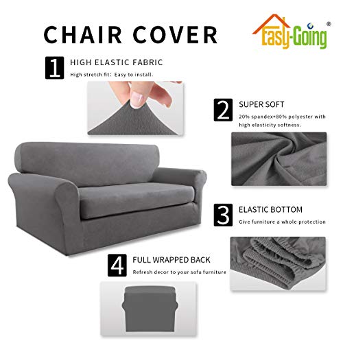 Image of Easy-Going 2 Pieces Stretch Loveseat Couch Sofa Slipcover Washable