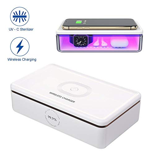BETTERSHOP Stérilisateur UV Portable pour Smartphones avec Recharge sans Fil, Lampe UV Germicide + désinfectant à l'ozone également idéal pour Les Montres, Les Bijoux, Le Maquillage, etc.