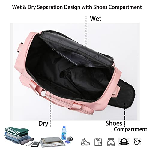 Gym Bag Sports Travel Duffel Bag Weekender Overnight Yoga Bag With Wet Pocket, Shoes Compartment Travel School (Black) #TOP2