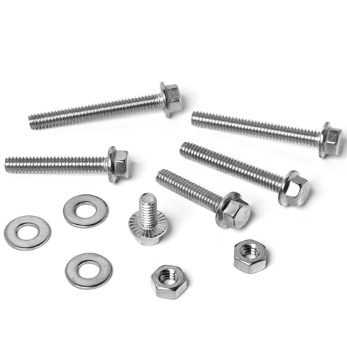 Image of 1 /4-20 Flange Hex Bolts Screws Hex Nuts Flat Washers Kit, Stainless Steel 304, Fully Threaded Hex Bolt 1 /4-20 x 1 /2 inch 3 /4 inch 1 inch 1-1 /4 inch 1-1 /2 inch 1-3 /4 inch 2 inch Length