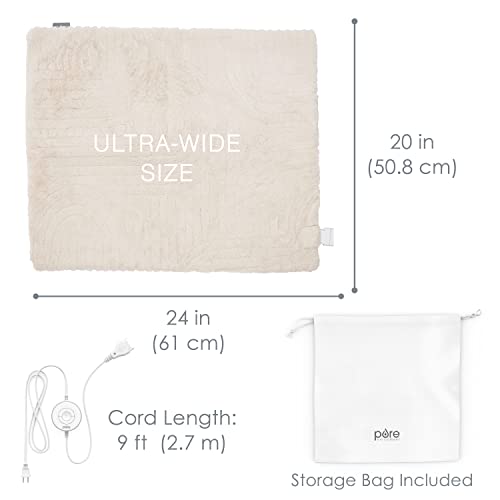 Image of Pure Enrichment PureRadiance Ultra-Wide Luxury Heating Pad for Cramps & Back Pain Relief, Patented Design, Soft Faux Fur & Micromink, 6 Heat Settings, Machine Washable, Large, 20 inchx24 inch (Golden Sands)