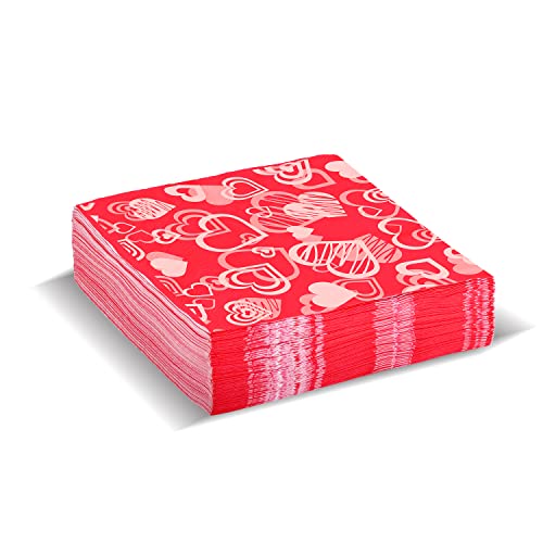 Gatherfun Valentine’s Day Party Disposable Napkins Pink Heart Love Paper Napkins For Valentine's Day, Weddings, Engagements, Anniversaries, Bridal Showers, Birthday Party Supplies 3-Ply 50 Pack #TOP1