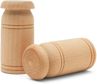 Wooden Milk Can, 1-5/8 inch, Pack of 10, Small Unfinished Cargo Drums, Perfect for Miniatures, Scale Models, Mini Train Making or Woodworking Craft Projects, by Woodpeckers