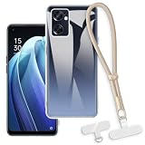 OAGELIM Funda Protectora 2 en 1 con Correa de Muñeca Compatible con OPPO Reno 7 SE 5G Funda con Cordón Desmontable, Asa Antideslizante y Antipérdidas (Oro)