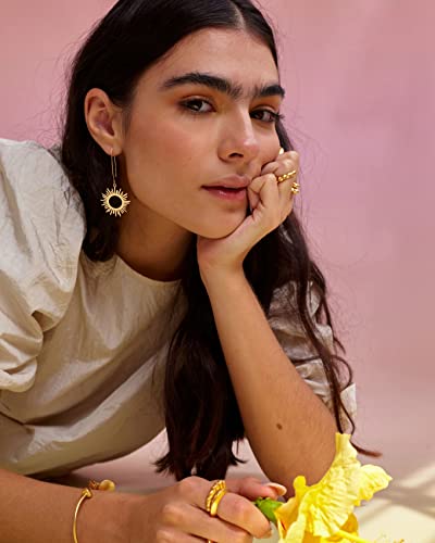 Geometric Drop Dangle Earrings Boho Statement Long Hoop 18K Gold Plated Sun Earrings For Women #TOP3