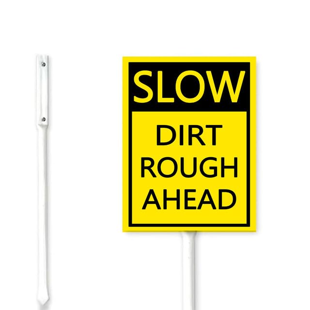 Geroclonup （18x22) Slow Dirt Rough Road Yard Sign Stakes Slow Down Safety Traffic Lawn Signs Stand Rustproof Aluminum for Construction Driveway Road Decorations Outdoor