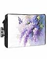 DecorLovee Outdoor TV Cover 80 to 85 Inches Weatherproof & Waterproof, Lavender Outdoor TV Enclosure with Remote Control Pocket, Watercolor Purple White Floral Botanical Butterfly TV Screen Protectors