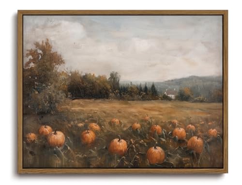 KISSFOX Framed Wall Art Vintage Wall Decor Landscape Pictures Thanksgiving Pumpkin...