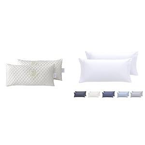 Todocama - Almohada viscoelástica Aloe Vera con Copos 100% viscoelásticos. Tejido Strech Aloe Vera. &amp; – Juego de 2 Fundas de Almohada, Microfibra Extra Suave, hipoalergénicas. Juego de 2-75x40