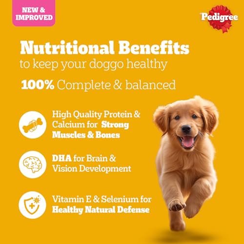 Image of Pedigree Puppy Dry Dog Food, Meat & Milk, 10 kg, Contains 37 Essential Nutrients, 100% Complete & Balanced Food for Puppies (Pack of 2)
