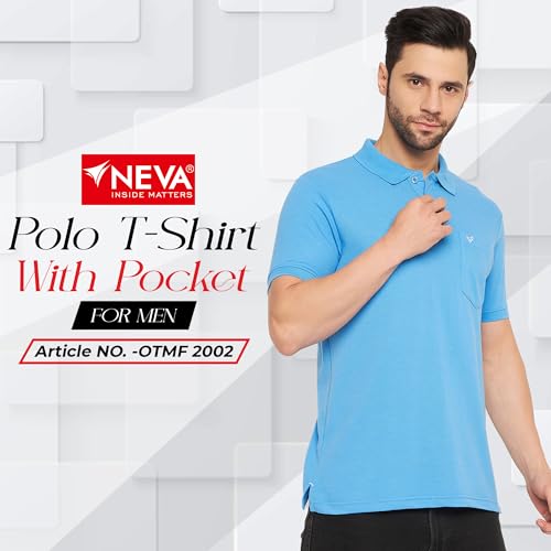 Image of NEVA Men's Regular Fit Half Sleeve Polo Neck T-Shirt with Chest Pocket