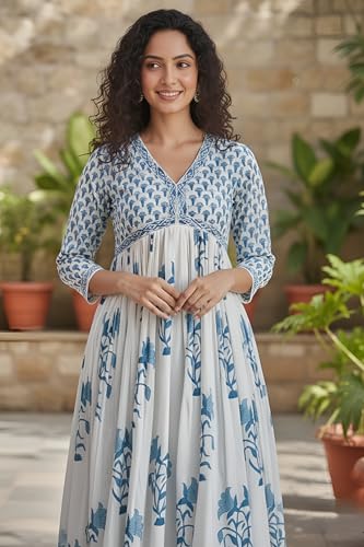 Image of Leriya Fashion Kurta Sets for Woman | Kurti Set for Woman | Anarkali Suit for Women | White Kurta Set for Women with Dupatta | Traditional Anarkali Salwar Suit for Party Outfits Kurtis