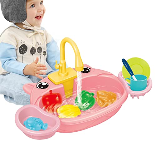 Tocar Pia com Água Corrente - lavar louça elétrica jogando brinquedo pia,Acessórios talheres torneir