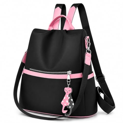 Mochila Feminina Grande Antfurto Impermeável Reforçada Escolar Trabalho Faculdade Bolsa Mulher Passeio Casual Ajustável Com Pingente Alça Transversal e Costas