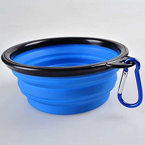 Dog Travel Bowls Pets Cats Puppies Water Feeding Bowls for Walking Camping Outdoors (Small, Blue)
