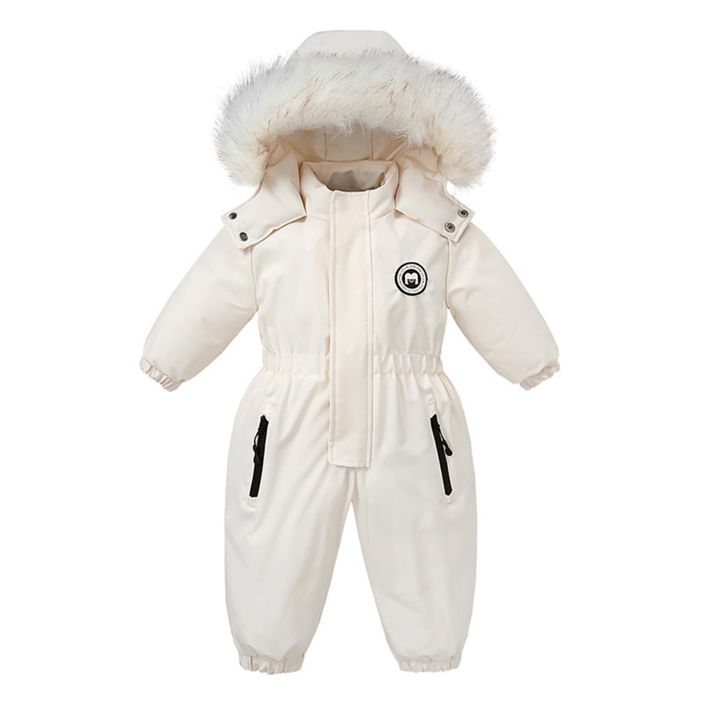 Tuta da Neve da Bambino Inverno Tuta da Sci Pagliaccetto Fodera in Pile Ragazzo Ragazza con Cappuccio Neonato Cappotto Vestiti Cerniera Antivento