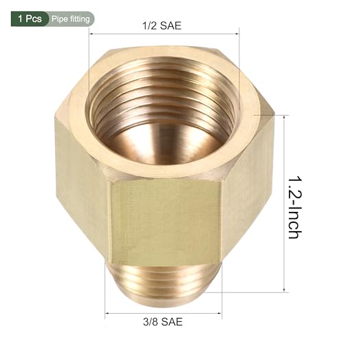 Image of YOKIVE Pipe Fitting, Brass Tube Adapter Connectors, Great for Hydraulic Applications (3 /8 SAE Flare Male & 1 /2 SAE Female)