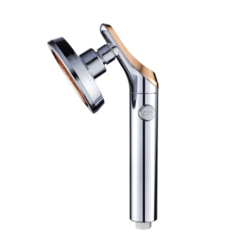 Pommeau de douche haute pression anti-gaspillage avec jet rotatif et stop-eau argenté
