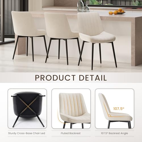 COLAMY Dining Chairs Set of 2, Modern Upholstered Velvet Dining Room Kitchen Side Chairs with Curved Backrest Metal Legs and Thick Cushion for Home Kitchen, Beige by COLAMY - Used condition - Image 6