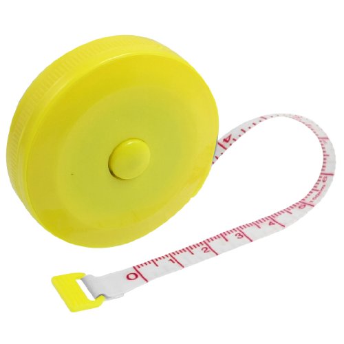 Aexit Yellow Round Tools & Home Improvement Shell Press Button Locking Measuring Tape 1.5M Tape Measures 60 Inch