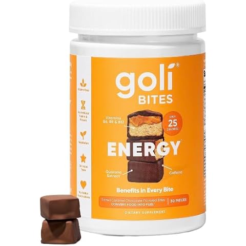Goli Nutrition Energy Bites Salted Caramel Chocolate Flavor, Caffeinated, Vegetarian, Gluten Free and No Added Preservatives, 30 Pieces (Pack of 1) Cover
