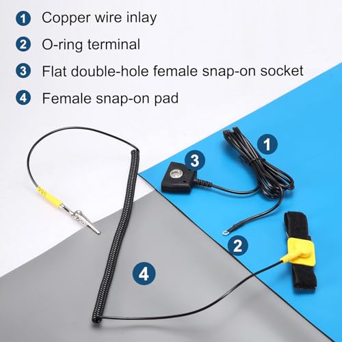 Tapis antistatique ESD avec bracelet et fil terre pour téléphone